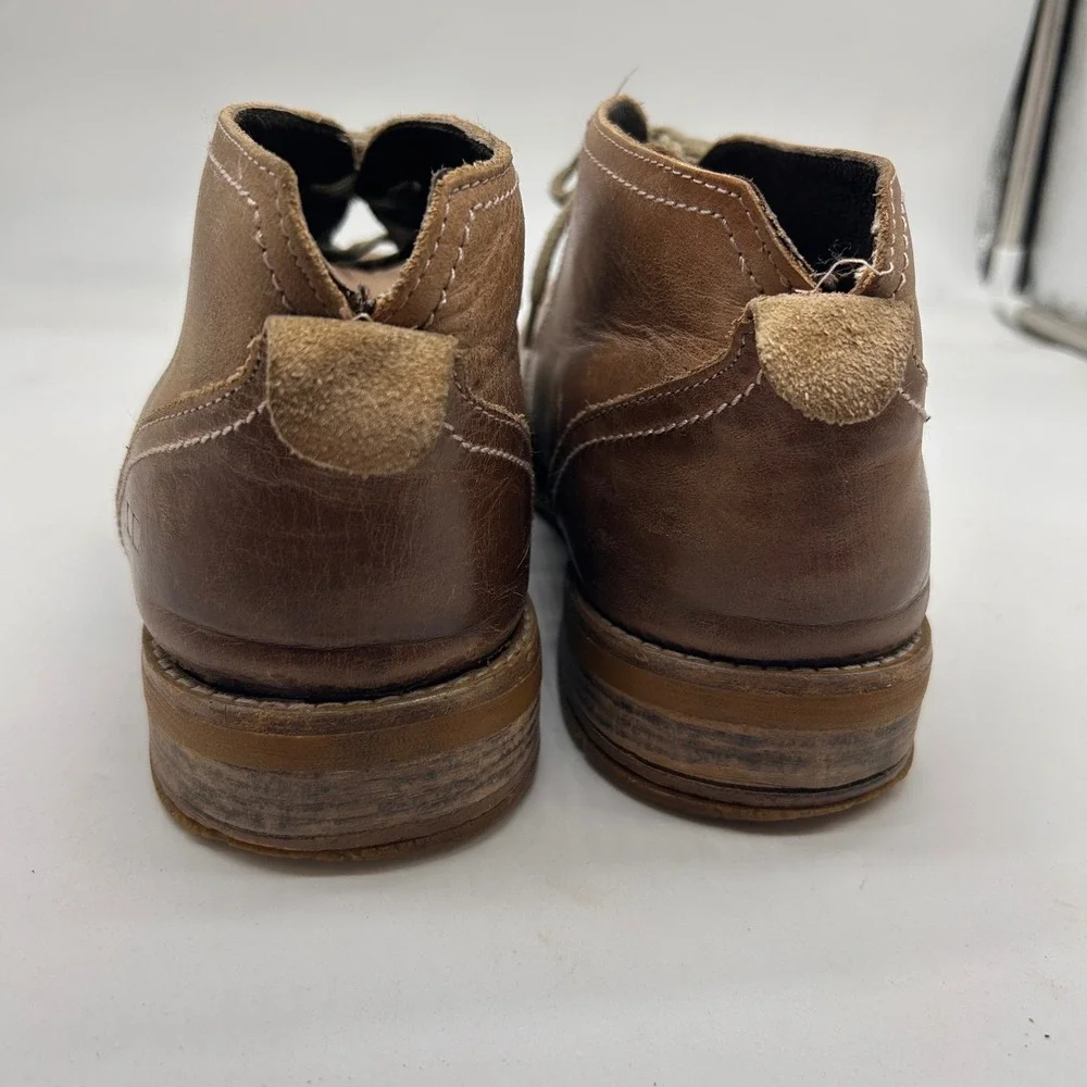 Bed Stu Mens Tan Distressed Leather Chukka Boots Lace Up Round Toe Size 11.5